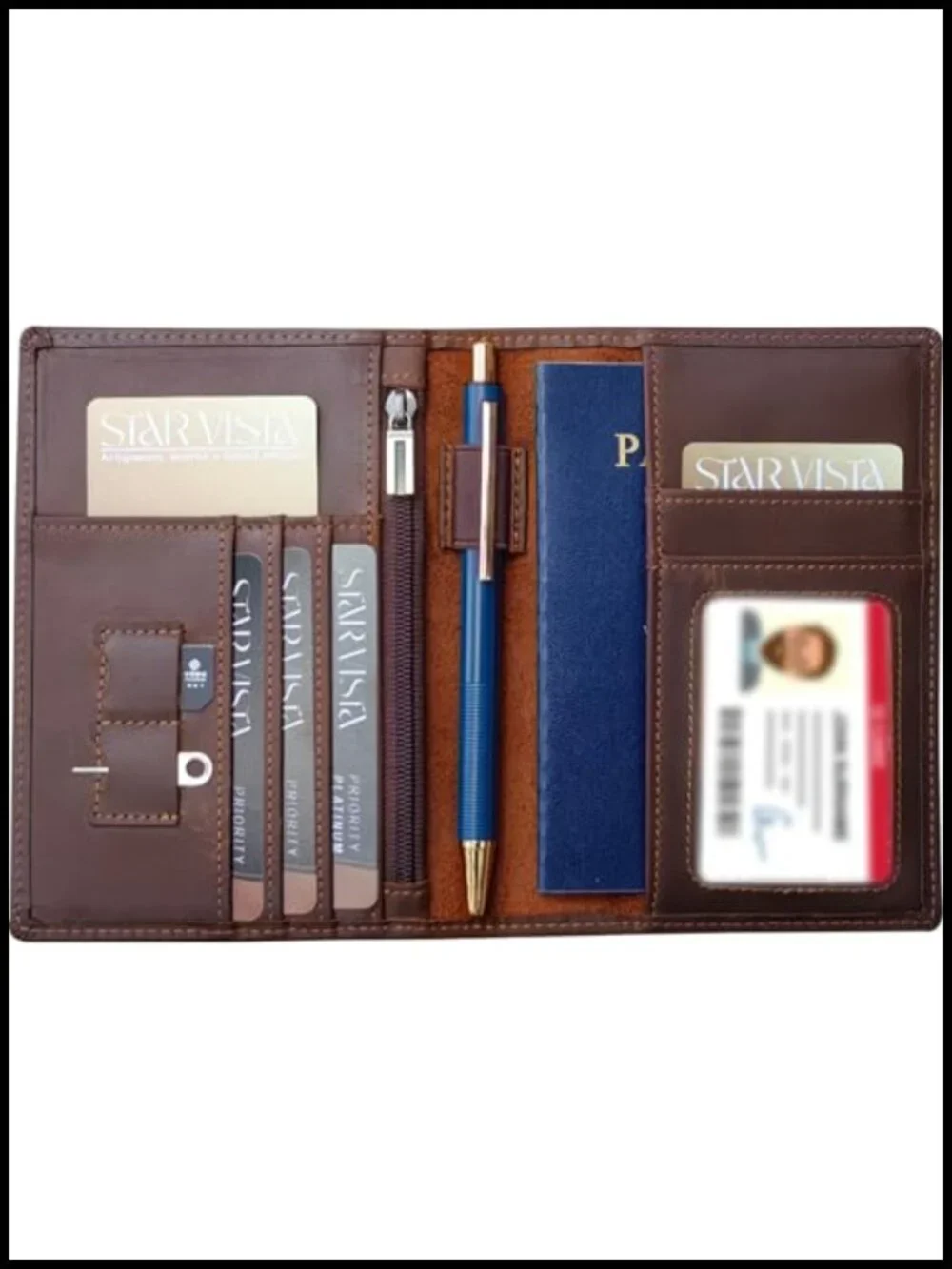 Full Grain Leather Passport Holder RFID Blocking Travel Wallet Slim Bifold